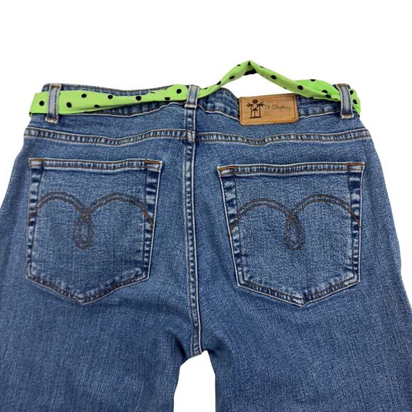 3 Sisters Boho 70's Vibes Floral Applique Cropped Stretch Jeans Women's Size 8 - Picture 5 of 7